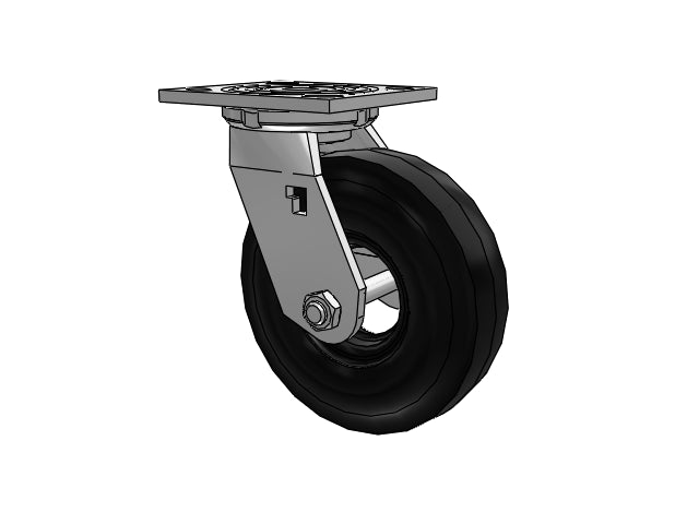 USA-Rig 6.2x2 Black Pneumatic Wheel Caster with 4-1/2 x 4'' Plate