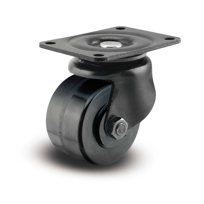 Black Low-Profile 3" Phenolic Wheel Caster with Top Plate