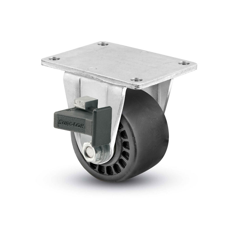 Low-Profile 1,000 lb. Capacity 3"x1.8125" Glass Filled Nylon Wheel Rigid Caster with Sure-Lok Brake