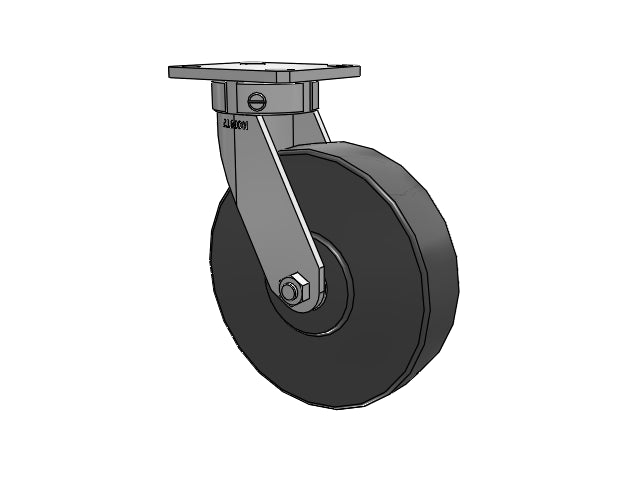 Kingpinless 8"x2" Trionix Nylon Caster with 4"x4.5" Plate