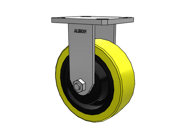 Kingpinless 6"x2" HD Poly-on-Iron Rigid Caster with 4"x4.5" Plate