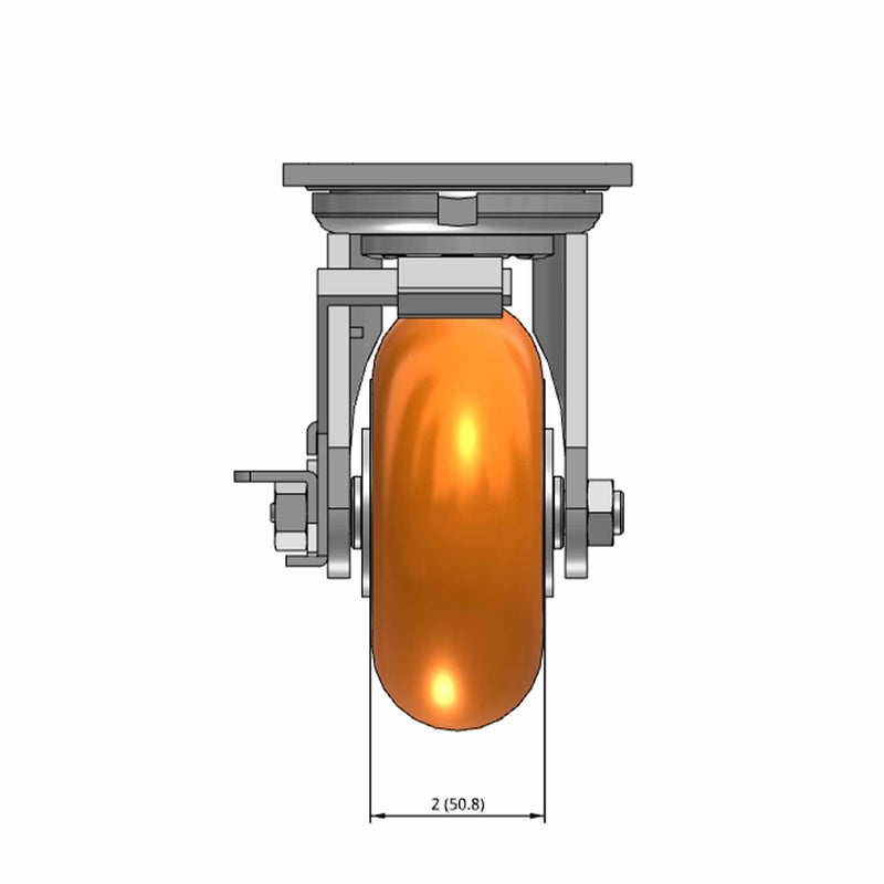 5"x2" USA-Rig Side Locking Caster with MAX-Efficiency Orange Wheel