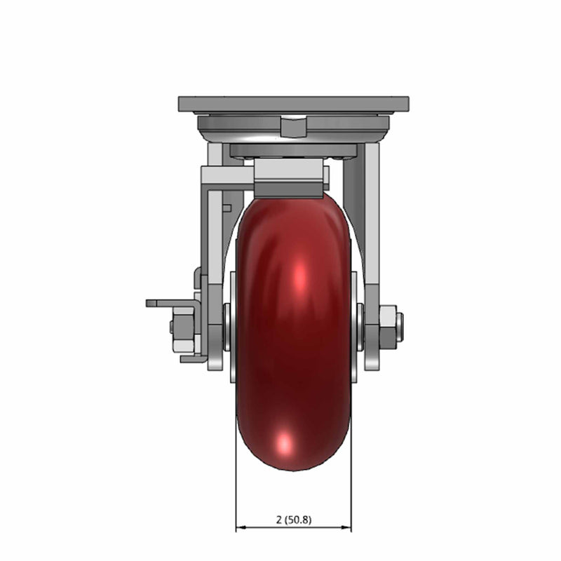 5"x2" USA-Rig Side Locking Caster with MAX-Efficiency Maroon Wheel