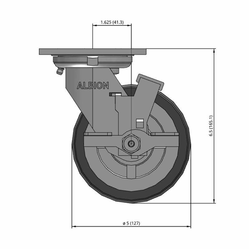 5"x2" USA-Rig Side Locking Caster with Floor Protective TPU Wheel