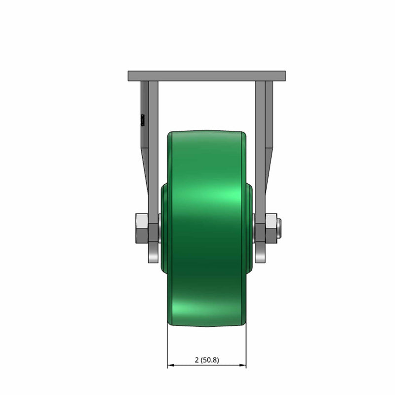 5"x2" USA-Rig Rigid Caster with Ergonomic Solid Blue Polyurethane Wheel