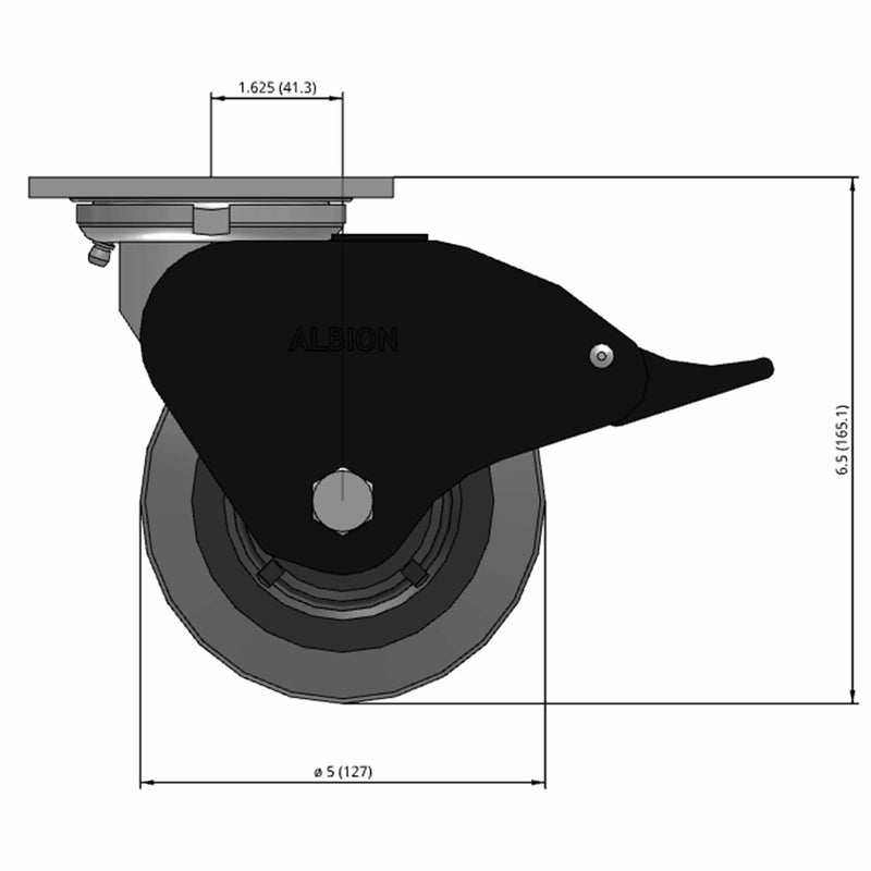 5"x2" USA Total Lock Performance-Rubber Ball Bearing Wheel Caster