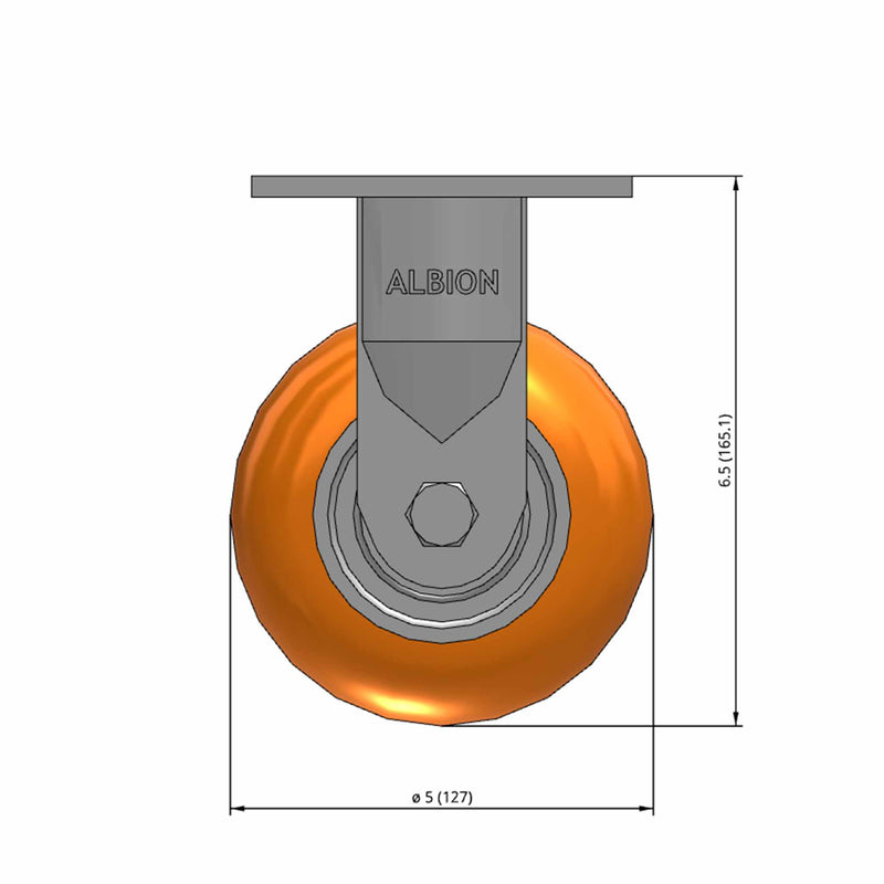 5"x2" Maintenance-Free Rigid Caster with MAX-Efficiency Orange Wheel