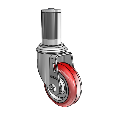 3.5"x1.25" HI-TECH Ball Bearing Caster with 1-1/2" to 1-9/16" Inside Dia. Round Tubing Expanding Adapter (MTG46)