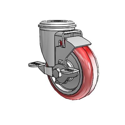 4"x1.25" HI-TECH Delrin Bearing Side-Lock Caster with 1/2" Hollow Rivet