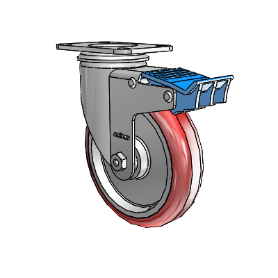 5"x1.25" HI-TECH Delrin Bearing Direction Lock Caster with 2.5"x3.625" Plate