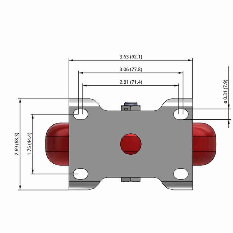 5"x1.25" Rigid Plate Caster with Polyurethane HI-TECH Ball Brg Wheel