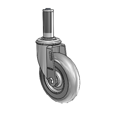 5"x1.3125" Performa Ball Bearing Caster with 1" to 1-1/16" Inside Dia. Round Tubing Expanding Adapter (MTG42)