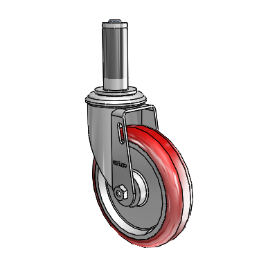 5"x1.25" HI-TECH Ball Bearing Caster with 1" to 1-1/16" Inside Dia. Square Tubing Expanding Adapter (MTG52)