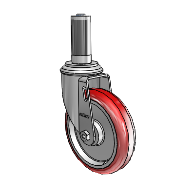 5"x1.25" HI-TECH Ball Bearing Caster with 1-1/8" to 1-3/16" Inside Dia. Square Tubing Expanding Adapter (MTG53)