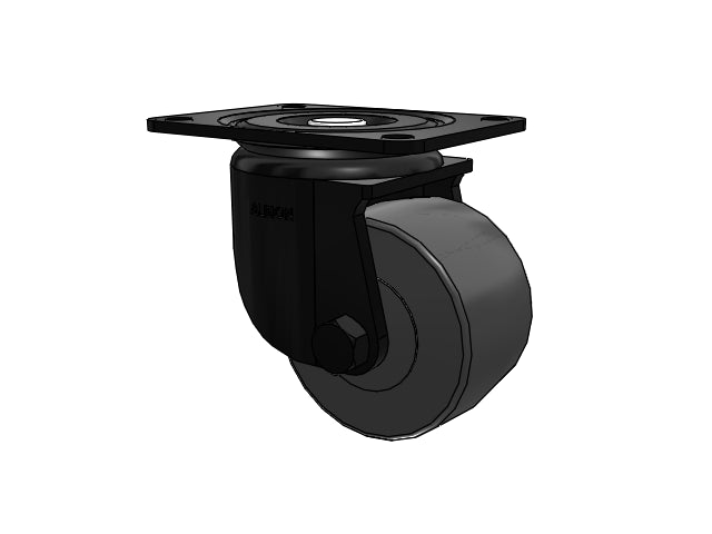 Black Low-Profile 3" Phenolic Wheel Caster with Top Plate