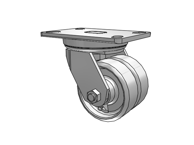 Dual-Wheel 4" CA Cast Iron Wheel Caster with 6.25"x4.5" Plate