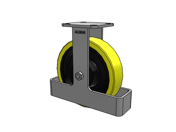 8"x2" USA Ergonomic Rigid Caster with HD Poly-on-Iron Wheel, Toe Guard, and 4"x4.5" Plate