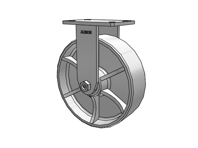 Value Kingpinless 10"x3" Cast Iron Wheel Rigid Caster with 6.25"x4.5"