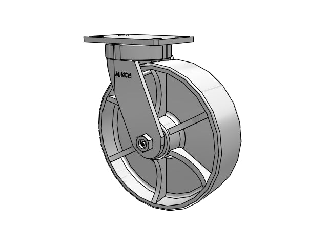 Value Kingpinless 10"x3" Cast Iron Wheel Caster with 6.25"x4.5"