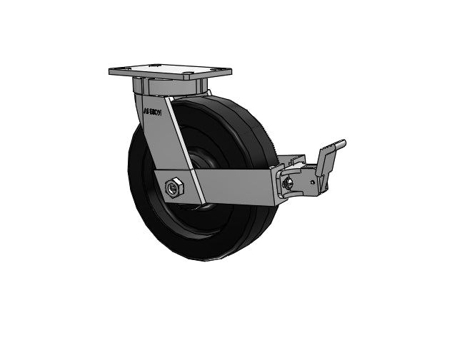 Value Kingpinless 10"x3" Phenolic Wheel Caster with Face Brake and 6.25"x4.5"