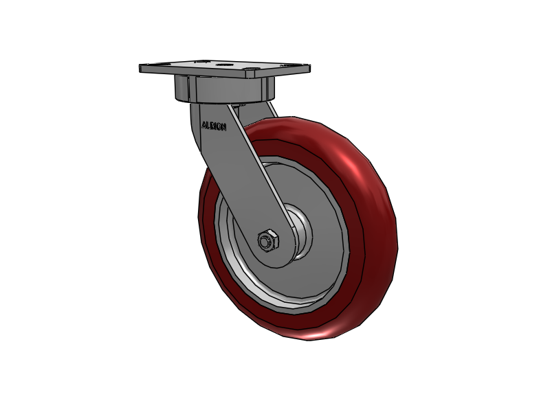 10"x2" USA Ergonomic Swivel Caster with MAX-Efficiency Wheel and 6.25"x4.5" Plate