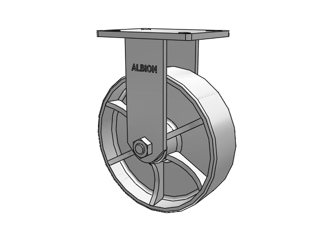 Kingpinless 10"x3" Cast Iron Wheel Rigid Caster with 7.25"x5.25" Plate