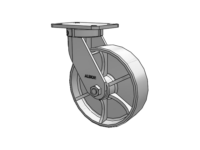 Kingpinless 10"x3" Cast Iron Wheel Caster with 7.25"x5.25" Plate