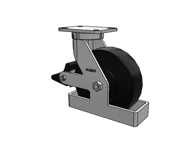 Kingpinless 10"x3" Trionix Nylon Caster with Toe Guard, Poly-Lock Brake, and 7.25"x5.25" Plate