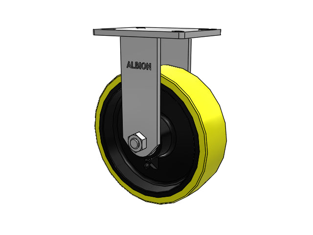 Kingpinless 10"x3" HD Poly-on-Iron Rigid Caster with 7.25"x5.25" Plate