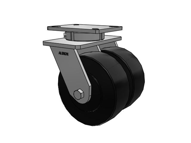 Dual-Wheel Kingpinless 8"x3" Trionix Nylon Caster with 7.25"x5.25" Plate