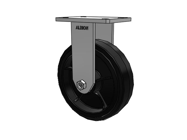 Value Kingpinless 10"x3" Rubber-on-Iron Wheel Rigid Caster with 7.25"x5.25" Plate