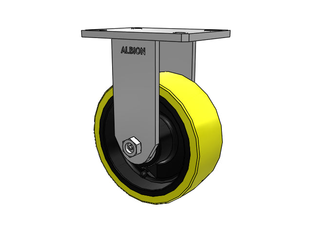 Value Kingpinless 8"x3" HD Poly-on-Iron Rigid Caster with 7.25"x5.25" Plate