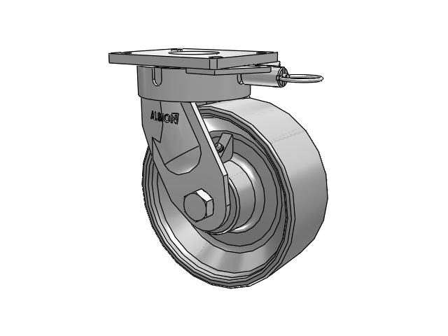 Ultimate Kingpinless 10"x4" Forged Steel Wheel Caster with 7.25"x6.25" Plate & Swivel Lock