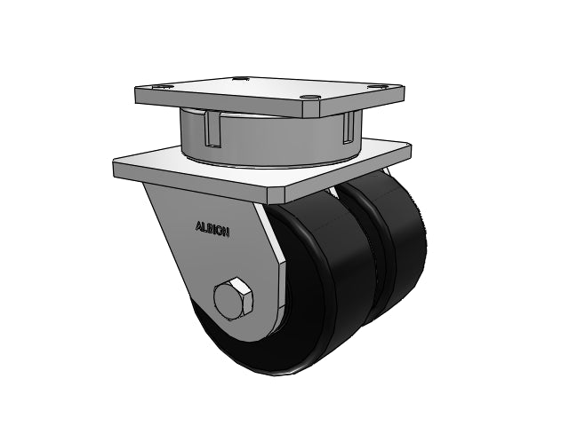 Dual-Wheel Kingpinless 6"x3" Trionix Nylon Caster with 7.5"x6.25" Plate