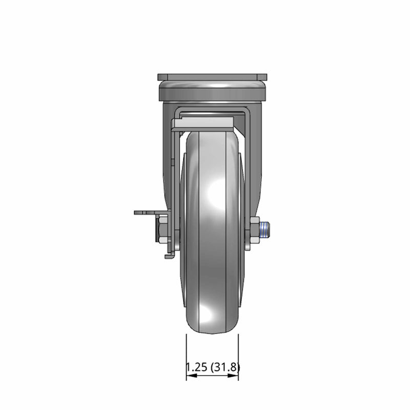 5"x1.25" TPU BB Wheel Standard Plate Side Locking Caster