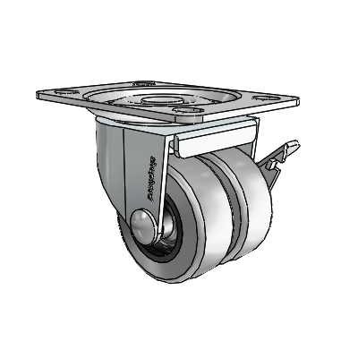 2" Low-Profile TPR Locking Caster with 2-5/8"x3-3/4" Plate