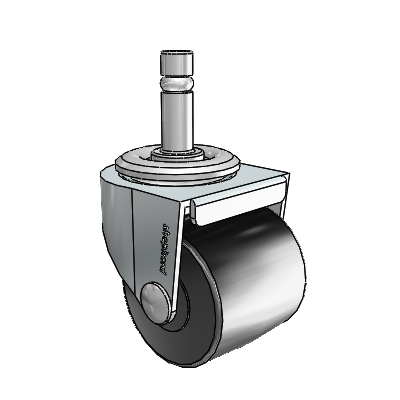 2" Low-Profile Polyolefin Caster with 7/16"x1-3/8" Brass Band