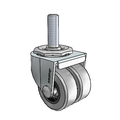 2" Low-Profile TPR Caster with 1/2"x1.5" Thread