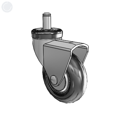 Chrome 3"x1" Neoprene Wheel CN Caster with 7/16"x7/8" Grip Ring