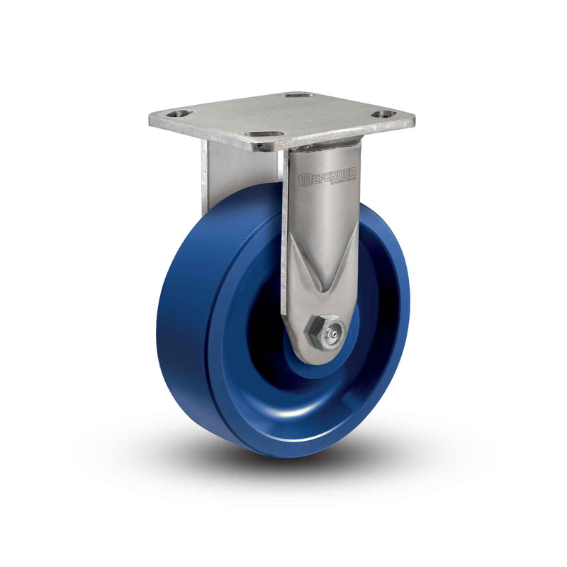 Stainless 5"x2" K Solid Polyurethane Precision Ball Bearing Rigid Caster with 4"x4.5" Plate