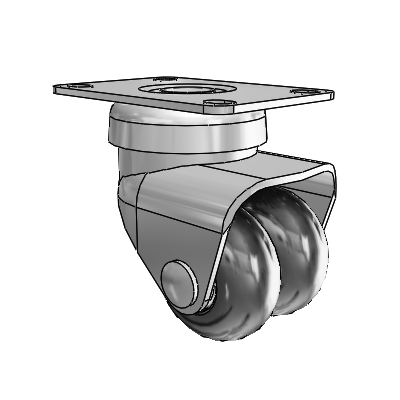 Dual CN Chrome 2"x1" Neoprene Wheel Caster with 2.5"x3.625" Plate