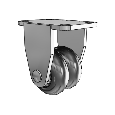 Dual CN Chrome 2.5"x1" Neoprene Wheel Rigid Caster with 2.5"x3.625" Plate