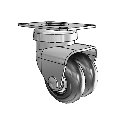 Dual CN Chrome 2.5"x1" Neoprene Wheel Caster with 2.5"x3.625" Plate