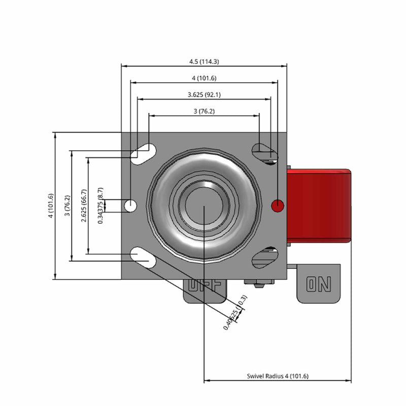 5"x2" Polyurethane-on-Iron Wheel Side Locking Swivel Caster