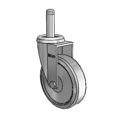 Chrome 3"x0.875" TPR Wheel Caster with 7/16" x 1-7/16" Grip Ring