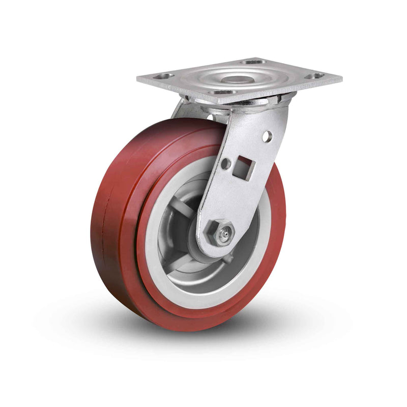 Value Stainless 5"x2" Thermo-Urethane Delrin Bearing Caster with 4"x4.5" Plate