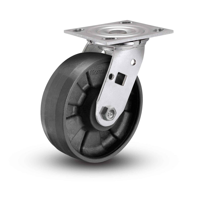 Value Stainless 8"x2" Max Nylon Delrin Bearing Caster with 4"x4.5" Plate